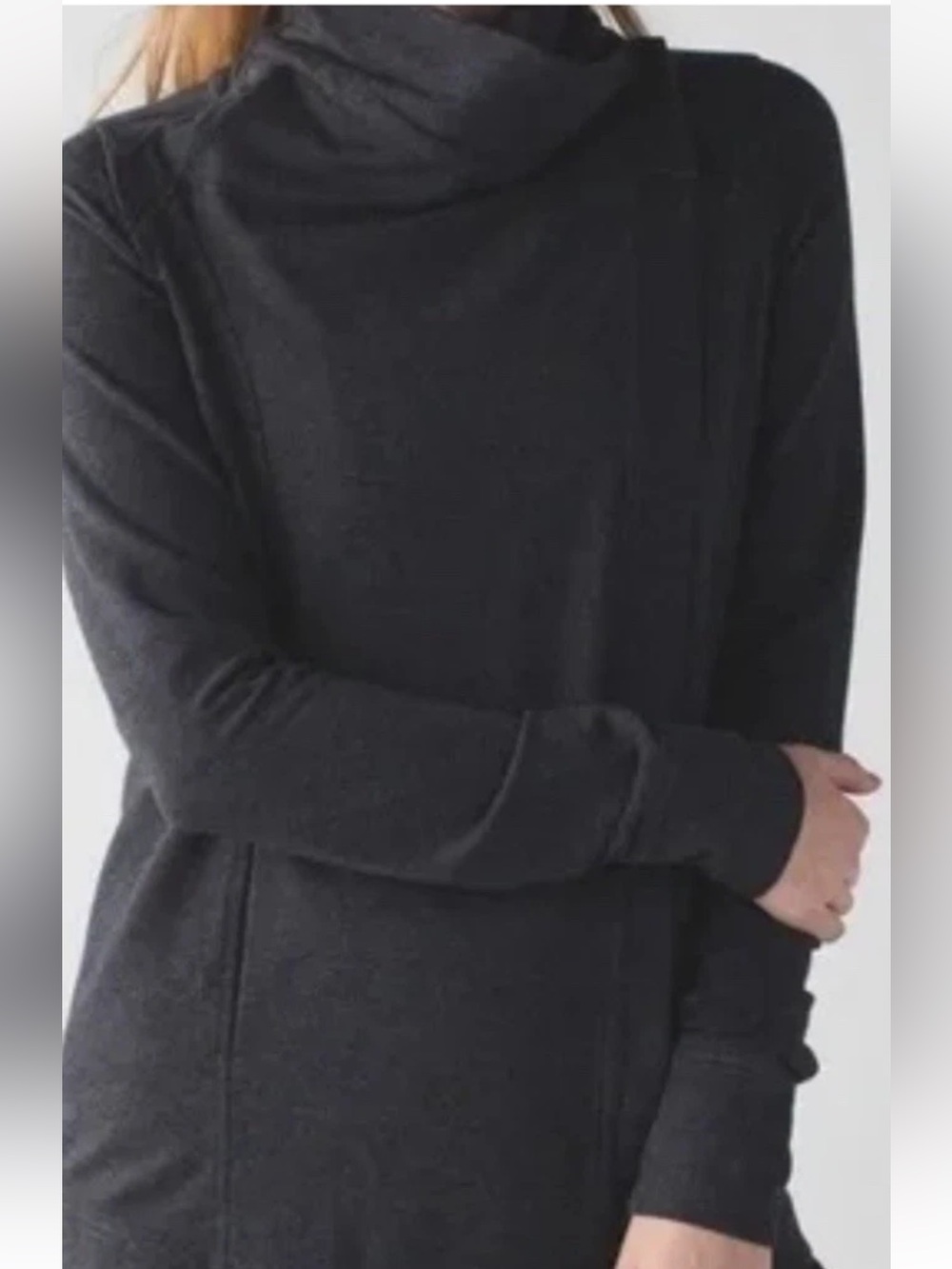 LULULEMON Black COAST Easy Wrap cocoon Jacket Asymmetrical Zip thumb holes Sz 8